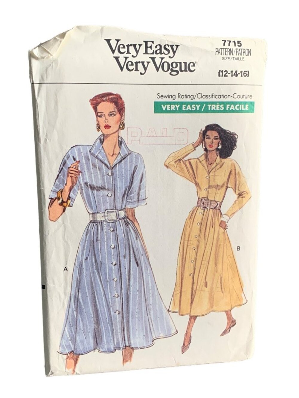 Vogue Dress Pattern 7715 Misses Size 12-14-16 Sewing Pattern Uncut 1990s